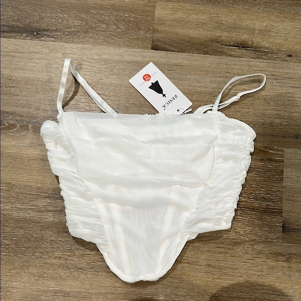 NWT white camisole tank top corset - XS  - zip up